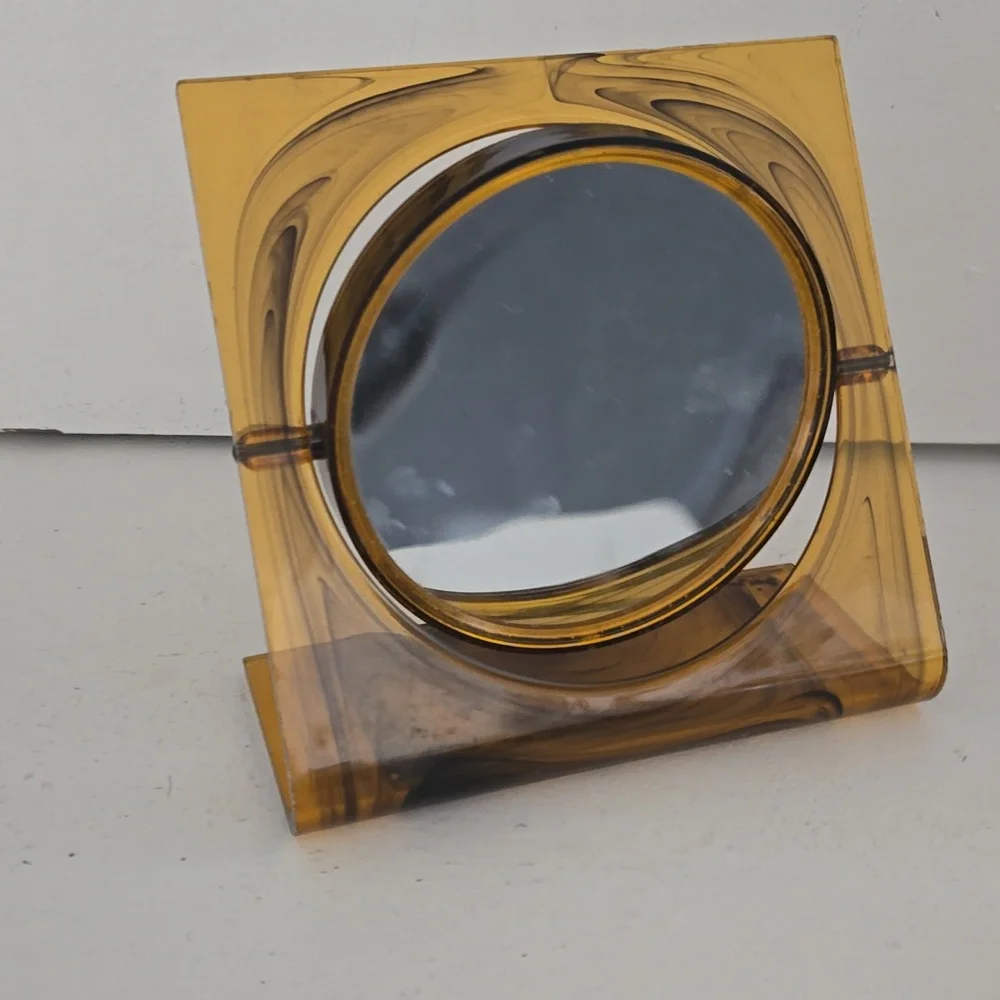 Vintage 1970s bakelite hand table 2 face mirror mirror France lucite